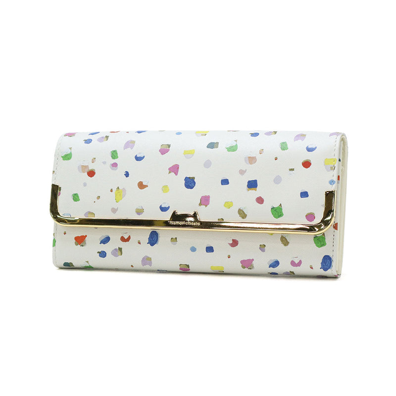ツモリチサト 長財布 レディース tsumori chisato CARRY 財布 ブランド かわいい レザー 本革 羊革 かぶせ フラップ おしゃれ 大人 ドット柄 ネコ 猫 ねこ ペイント 日本製 てんてん フラップ長財布 57932