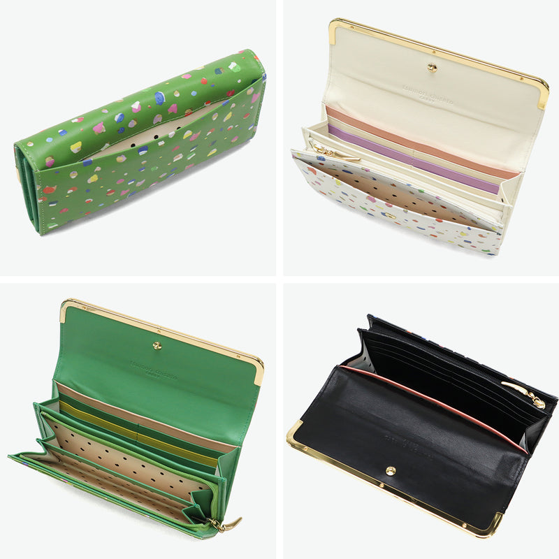 ツモリチサト 長財布 レディース tsumori chisato CARRY 財布 ブランド かわいい レザー 本革 羊革 かぶせ フラップ おしゃれ 大人 ドット柄 ネコ 猫 ねこ ペイント 日本製 てんてん フラップ長財布 57932