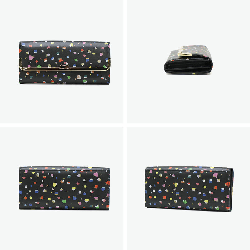 ツモリチサト 長財布 レディース tsumori chisato CARRY 財布 ブランド かわいい レザー 本革 羊革 かぶせ フラップ おしゃれ 大人 ドット柄 ネコ 猫 ねこ ペイント 日本製 てんてん フラップ長財布 57932