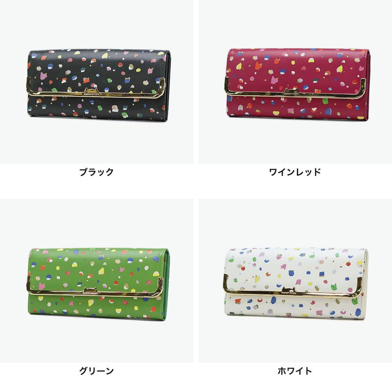 ツモリチサト 長財布 レディース tsumori chisato CARRY 財布 ブランド かわいい レザー 本革 羊革 かぶせ フラップ おしゃれ 大人 ドット柄 ネコ 猫 ねこ ペイント 日本製 てんてん フラップ長財布 57932