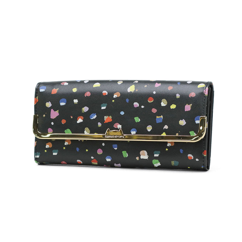ツモリチサト 長財布 レディース tsumori chisato CARRY 財布 ブランド かわいい レザー 本革 羊革 かぶせ フラップ おしゃれ 大人 ドット柄 ネコ 猫 ねこ ペイント 日本製 てんてん フラップ長財布 57932