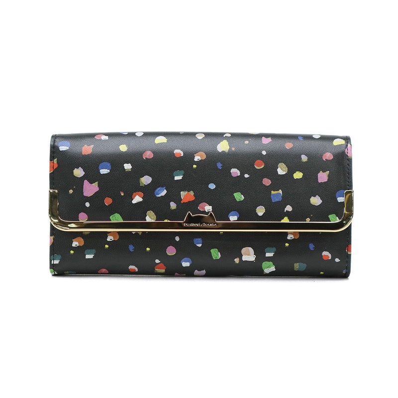 ツモリチサト 長財布 レディース tsumori chisato CARRY 財布 ブランド かわいい レザー 本革 羊革 かぶせ フラップ おしゃれ 大人 ドット柄 ネコ 猫 ねこ ペイント 日本製 てんてん フラップ長財布 57932