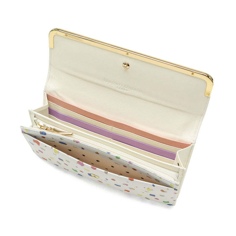 ツモリチサト 長財布 レディース tsumori chisato CARRY 財布 ブランド かわいい レザー 本革 羊革 かぶせ フラップ おしゃれ 大人 ドット柄 ネコ 猫 ねこ ペイント 日本製 てんてん フラップ長財布 57932