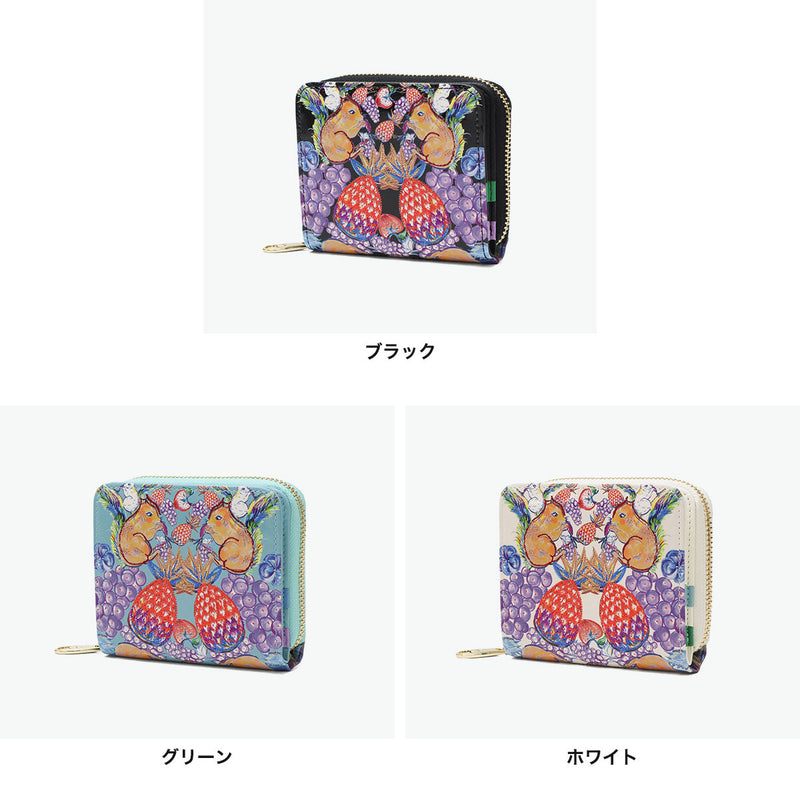 ツモリチサト 二つ折り財布 レディース ブランド 本革 tsumori chisato CARRY 財布 可愛い 小銭入れあり 女性 おしゃれ コンパクト プリント 刺繍 エナメルレザー 羊革 日本製 tcアニマル 折り財布 57936