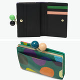 ツモリチサト 二つ折り財布 がま口 レディース ブランド 本革 tsumori chisato CARRY 財布 かわいい 大人 二つ折 カード入れ 小銭入れ 牛革 水玉 ドット カラフル 日本製 カラフルズームドット がま口財布 57952