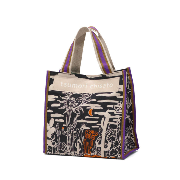 ツモリチサト トートバッグ レディース 布 tsumori chisato CARRY バッグ 軽量 小さめ コンパクト ブランド スクエア おしゃれ かわいい ロゴ トートバッグS プリント 柄 日本製 サボテンと太陽 50785
