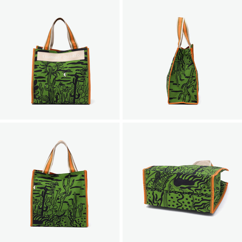 ツモリチサト トートバッグ レディース 布 tsumori chisato CARRY バッグ 軽量 小さめ コンパクト ブランド スクエア おしゃれ かわいい ロゴ トートバッグS プリント 柄 日本製 サボテンと太陽 50785