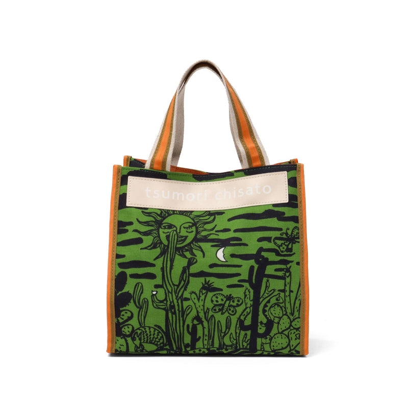 ツモリチサト トートバッグ レディース 布 tsumori chisato CARRY バッグ 軽量 小さめ コンパクト ブランド スクエア おしゃれ かわいい ロゴ トートバッグS プリント 柄 日本製 サボテンと太陽 50785