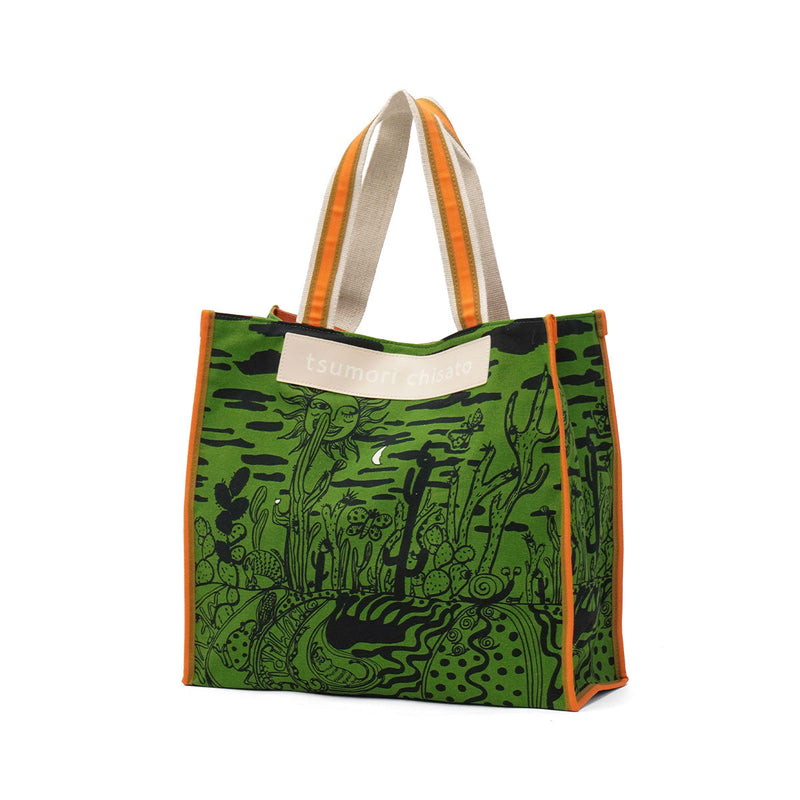 ツモリチサト トートバッグ レディース 布 A4 tsumori chisato CARRY バッグ 軽量 ブランド スクエア おしゃれ かわいい ロゴ トートバッグL トート プリント イラスト 柄 日本製 サボテンと太陽 50786