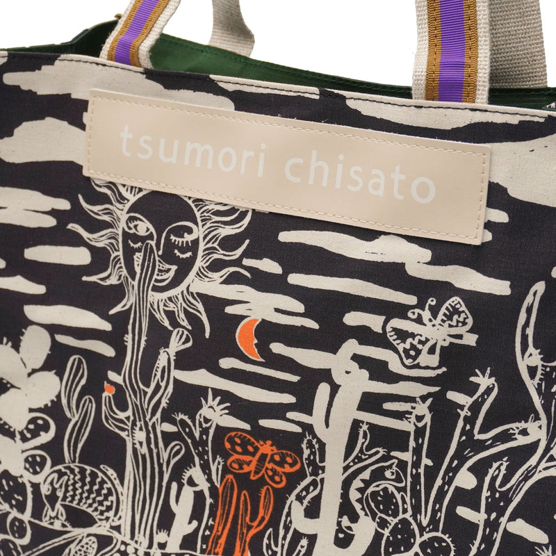 ツモリチサト トートバッグ レディース 布 A4 tsumori chisato CARRY バッグ 軽量 ブランド スクエア おしゃれ かわいい ロゴ トートバッグL トート プリント イラスト 柄 日本製 サボテンと太陽 50786