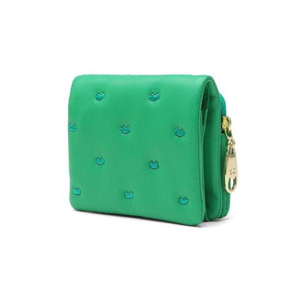ツモリチサト 二つ折り財布 レディース 財布 小さめ tsumori chisato CARRY ブランド 女性 おしゃれ かわいい ミニ財布 コンパクト 折り財布 二つ折り 猫 ハート 刺繍 ラム革 本革 レザー 日本製 ぷちネコ 57885