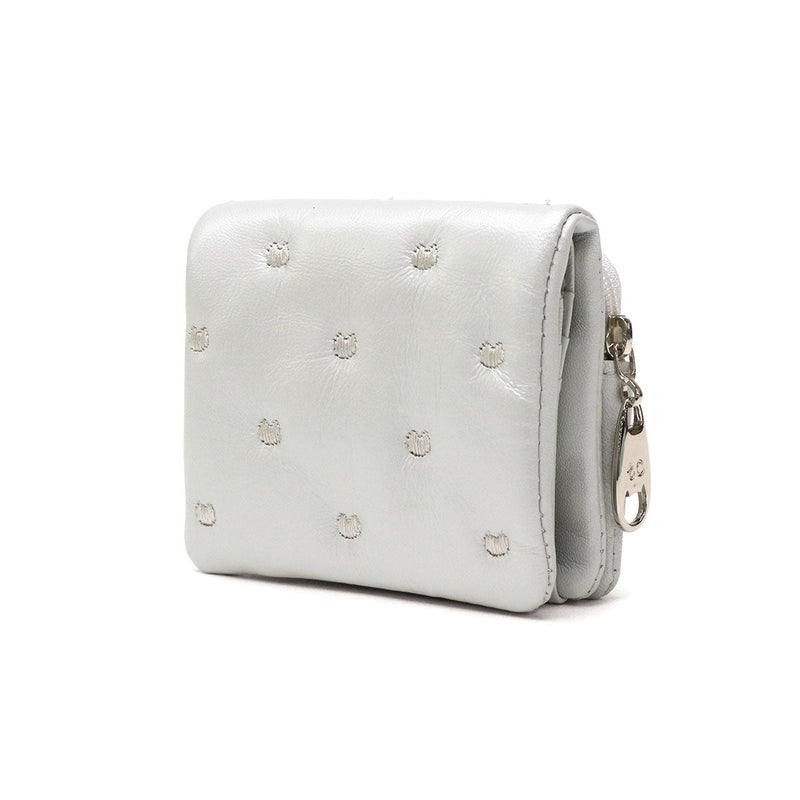ツモリチサト 二つ折り財布 レディース 財布 小さめ tsumori chisato CARRY ブランド 女性 おしゃれ かわいい ミニ財布 コンパクト 折り財布 二つ折り 猫 ハート 刺繍 ラム革 本革 レザー 日本製 ぷちネコ 57885
