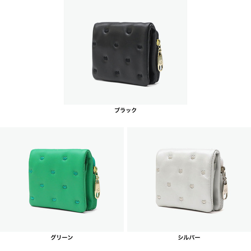 ツモリチサト 二つ折り財布 レディース 財布 小さめ tsumori chisato CARRY ブランド 女性 おしゃれ かわいい ミニ財布 コンパクト 折り財布 二つ折り 猫 ハート 刺繍 ラム革 本革 レザー 日本製 ぷちネコ 57885