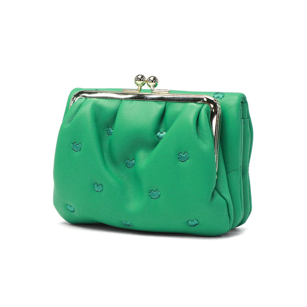 ツモリチサト 二つ折り財布 レディース 財布 がま口 tsumori chisato CARRY ブランド 女性 おしゃれ かわいい ミドルウォレット コンパクト 折り財布 二つ折り 猫 ハート 刺繍 ラム革 本革 日本製 ぷちネコ 57886