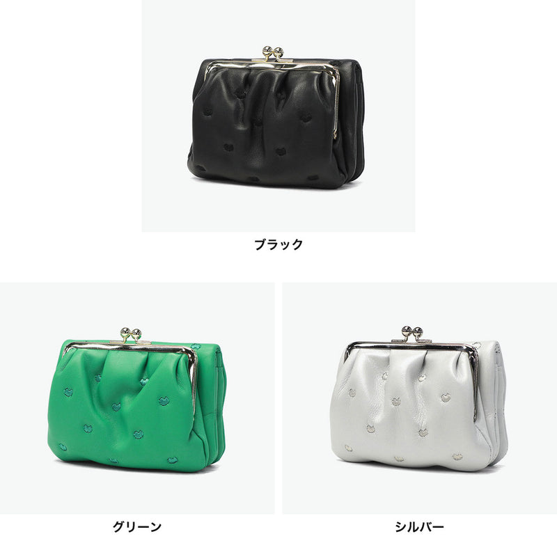 ツモリチサト 二つ折り財布 レディース 財布 がま口 tsumori chisato CARRY ブランド 女性 おしゃれ かわいい ミドルウォレット コンパクト 折り財布 二つ折り 猫 ハート 刺繍 ラム革 本革 日本製 ぷちネコ 57886