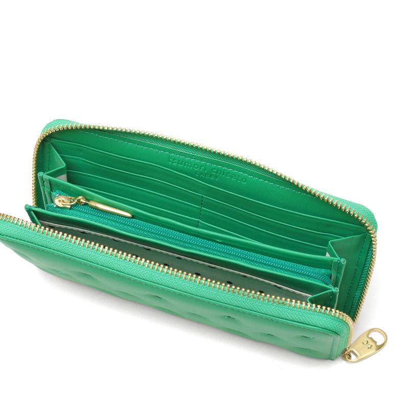 ツモリチサト 長財布 レディース 財布 ラウンドファスナー tsumori chisato CARRY ブランド 女性 おしゃれ かわいい ロングウォレット 大容量 小銭入れ カード 猫 ハート 刺繍 ラム革 本革 日本製 ぷちネコ 57887