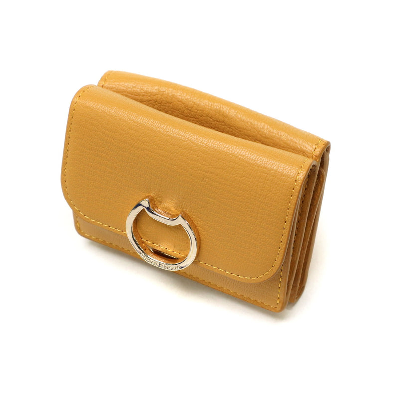 ツモリチサト 三つ折り財布 レディース 革 かわいい ブランド tsumori chisato CARRY 財布 黒 三つ折り レザー 本革 コンパクト 猫 小さめ 小銭入れ ネコおこし ミニ財布 57825