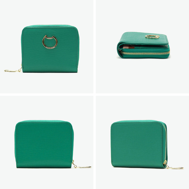 ツモリチサト 二つ折り財布 レディース 札 小銭 ファスナー tsumori chisato CARRY 財布 ブランド 本革 かわいい コンパクト 二つ折り ラウンドファスナー 折り財布 革 レザー 猫 ネコおこし 57828