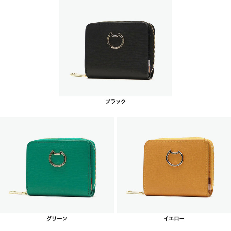 ツモリチサト 二つ折り財布 レディース 札 小銭 ファスナー tsumori chisato CARRY 財布 ブランド 本革 かわいい コンパクト 二つ折り ラウンドファスナー 折り財布 革 レザー 猫 ネコおこし 57828