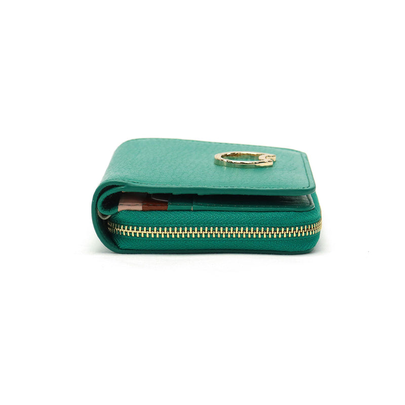 ツモリチサト 二つ折り財布 レディース 札 小銭 ファスナー tsumori chisato CARRY 財布 ブランド 本革 かわいい コンパクト 二つ折り ラウンドファスナー 折り財布 革 レザー 猫 ネコおこし 57828