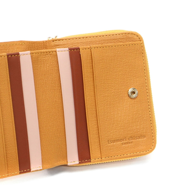 ツモリチサト 二つ折り財布 レディース 札 小銭 ファスナー tsumori chisato CARRY 財布 ブランド 本革 かわいい コンパクト 二つ折り ラウンドファスナー 折り財布 革 レザー 猫 ネコおこし 57828