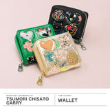 ツモリチサト 二つ折り財布 レディース ブランド tsumori chisato CARRY 財布 本革 革 大人 かわいい 二つ折 小銭入れ コンパクト 羊革 日本製 ファスナー tcパッチワーク ラウンド折財布 57966