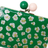 ツモリチサト 二つ折り財布 レディース ブランド tsumori chisato CARRY 財布 がま口 本革 革 大人 かわいい 二つ折 カード入れ 小銭入れ 牛革 日本製 エナメル グリッターフラワー ガマ札入れ 57854