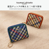 ツモリチサト 二つ折り財布 レディース ブランド tsumori chisato CARRY 財布 本革 レザー かわいい 折財布 二つ折 小銭入れあり 牛革 コンパクト チェック柄 猫 ネコ おしゃれ tcチェック ラウンド折財布 56021