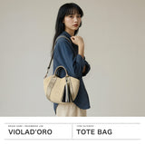 【正規品】 ヴィオラドーロ トートバッグ レディース かごバッグ ショルダーバッグ 小さめ ミニ VIOLAd'ORO かご バッグ 上品 斜めがけ レザー 春 夏 2WAY SANDRO ラフィア テープハンドルトートSサイズ V-8247
