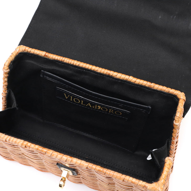【正規品】 ヴィオラドーロ ハンドバッグ レディース 持ち手 VIOLAd'ORO かごバッグ バッグ 小さめ 2WAY 軽量 かわいい 本革 大人 ラタン ショルダー MIRO スプリットラタン 2WAYトップハンドルバッグ V-8731