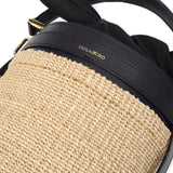 [Genuine] Vioad'Oro 바스켓 가방 여성 Vioad'Oro 토트 백 핸드백 경량 소형 브랜드 여성 세련된 진정한 가죽 버킷 타입 내부 천 Miro Abaca 가죽 조합 버킷 가방 V-8891