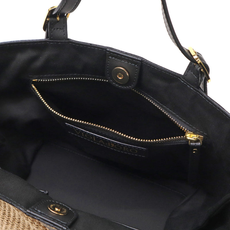 【正規品】 ヴィオラドーロ トートバッグ レディース VIOLAd'ORO トート かごバッグ 軽量 ブランド 女性 おしゃれ 本革 レザー かわいい 横型 ナチュラル 上品 SANDRO イタリアンラフィアシート V-8910