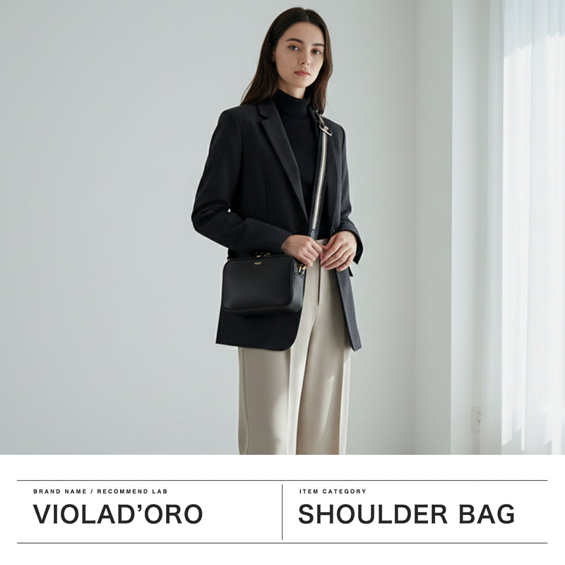 【正規品】 ヴィオラドーロ ショルダーバッグ レディース ブランド 軽量 VIOLAd'ORO バッグ 斜めがけ 小さめ コンパクト 大人 上品 おしゃれ 本革 革 日本製 ADRIA 型押しシュリンクレザー カメラバッグ V-1483