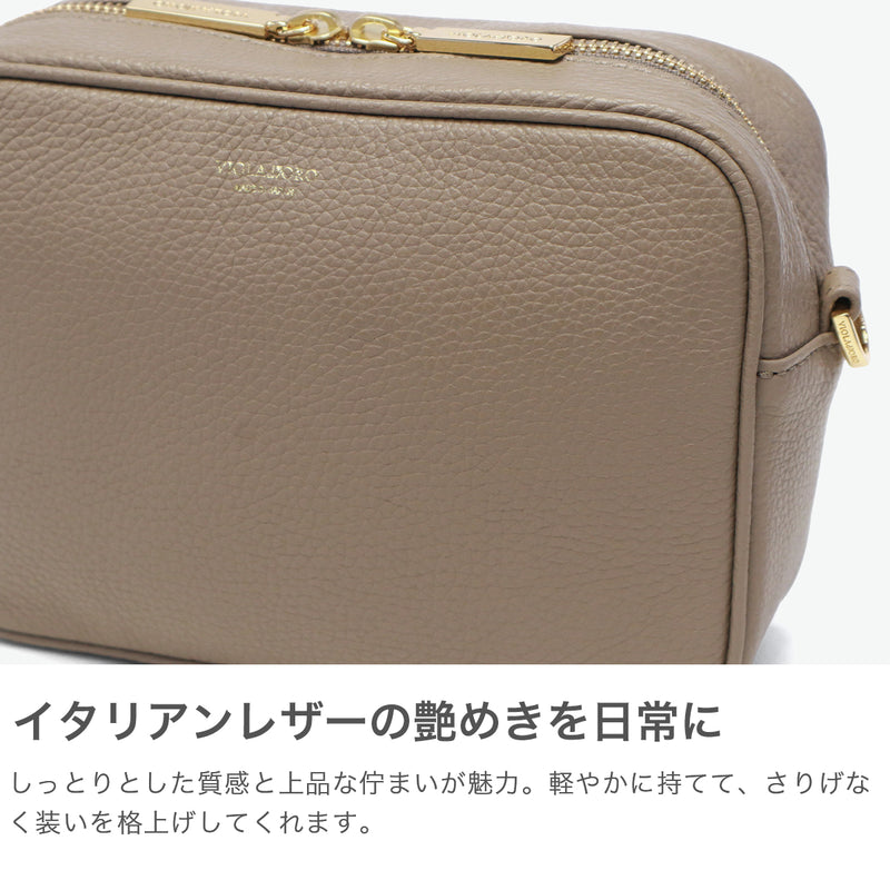 【正規品】 ヴィオラドーロ ショルダーバッグ レディース ブランド 軽量 VIOLAd'ORO バッグ 斜めがけ 小さめ コンパクト 大人 上品 おしゃれ 本革 革 日本製 ADRIA 型押しシュリンクレザー カメラバッグ V-1483