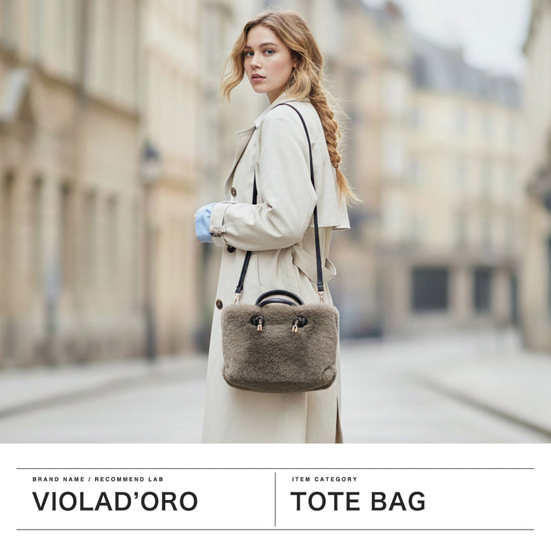 【正規品】 ヴィオラドーロ トートバッグ レディース ふわふわ バッグ VIOLAd'ORO ブランド 大人 女性 おしゃれ 2WAY ショルダー ハンドル 軽量 小さめ A5 ELMO レッキスラビット調エコファー 2WAYトート V-8763