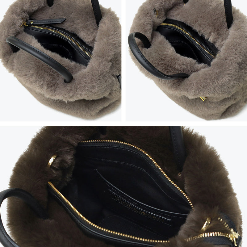 【正規品】 ヴィオラドーロ トートバッグ レディース ふわふわ バッグ VIOLAd'ORO ブランド 大人 女性 おしゃれ 2WAY ショルダー ハンドル 軽量 小さめ A5 ELMO レッキスラビット調エコファー 2WAYトート V-8763