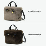 【正規品】 ヴィオラドーロ トートバッグ レディース ふわふわ バッグ VIOLAd'ORO ブランド 大人 女性 おしゃれ 2WAY ショルダー ハンドル 軽量 小さめ A5 ELMO レッキスラビット調エコファー 2WAYトート V-8763