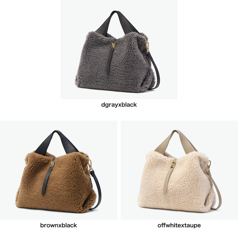 【正規品】 ヴィオラドーロ トートバッグ レディース ふわふわ もこもこ バッグ VIOLAd'ORO ブランド 大人 女性 おしゃれ 2WAY ショルダー ハンドル 軽量 軽い 小さめ B5 ELMO エコムートン 2WAYトート V-8773