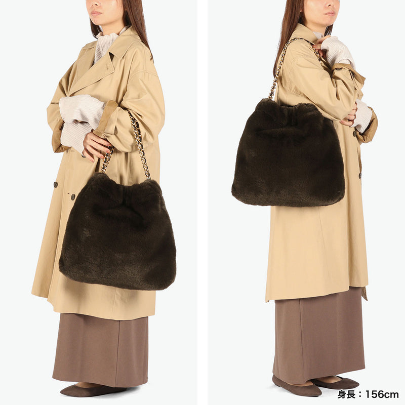 【正規品】 ヴィオラドーロ トートバッグ レディース ふわふわ バッグ 大きめ VIOLAd'ORO ブランド 大人 女性 おしゃれ トート ハンドル 大容量 A4 ELMO レッキスラビット調エコファー チェーントート V-8924