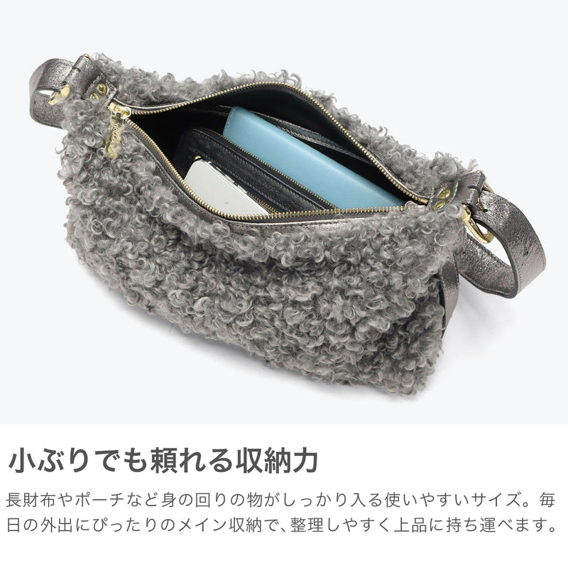 【正規品】 ヴィオラドーロ ショルダーバッグ レディース VIOLAd'ORO ファー ムートン バッグ 斜めがけ 大人 上品 小さめ 軽量 ファーショルダーバッグ 秋 冬 ELMO カルガンムートンエコファー ワンショルダーバッグ V-8937