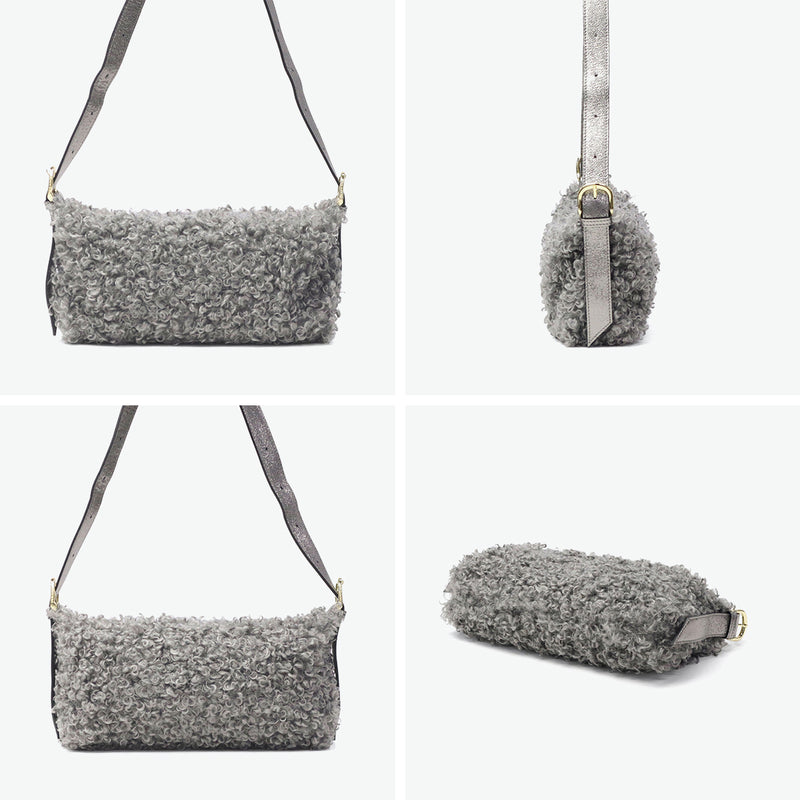 【正規品】 ヴィオラドーロ ショルダーバッグ レディース VIOLAd'ORO ファー ムートン バッグ 斜めがけ 大人 上品 小さめ 軽量 ファーショルダーバッグ 秋 冬 ELMO カルガンムートンエコファー ワンショルダーバッグ V-8937