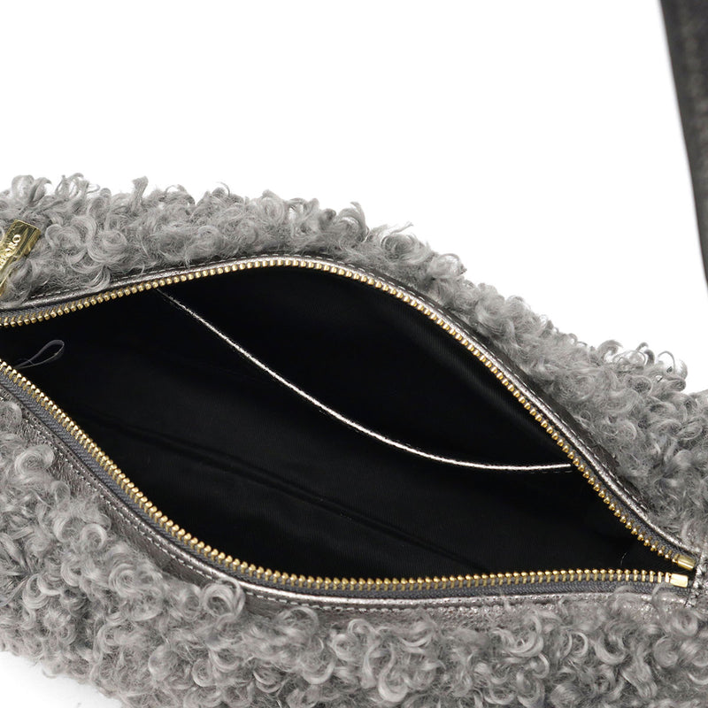 【正規品】 ヴィオラドーロ ショルダーバッグ レディース VIOLAd'ORO ファー ムートン バッグ 斜めがけ 大人 上品 小さめ 軽量 ファーショルダーバッグ 秋 冬 ELMO カルガンムートンエコファー ワンショルダーバッグ V-8937