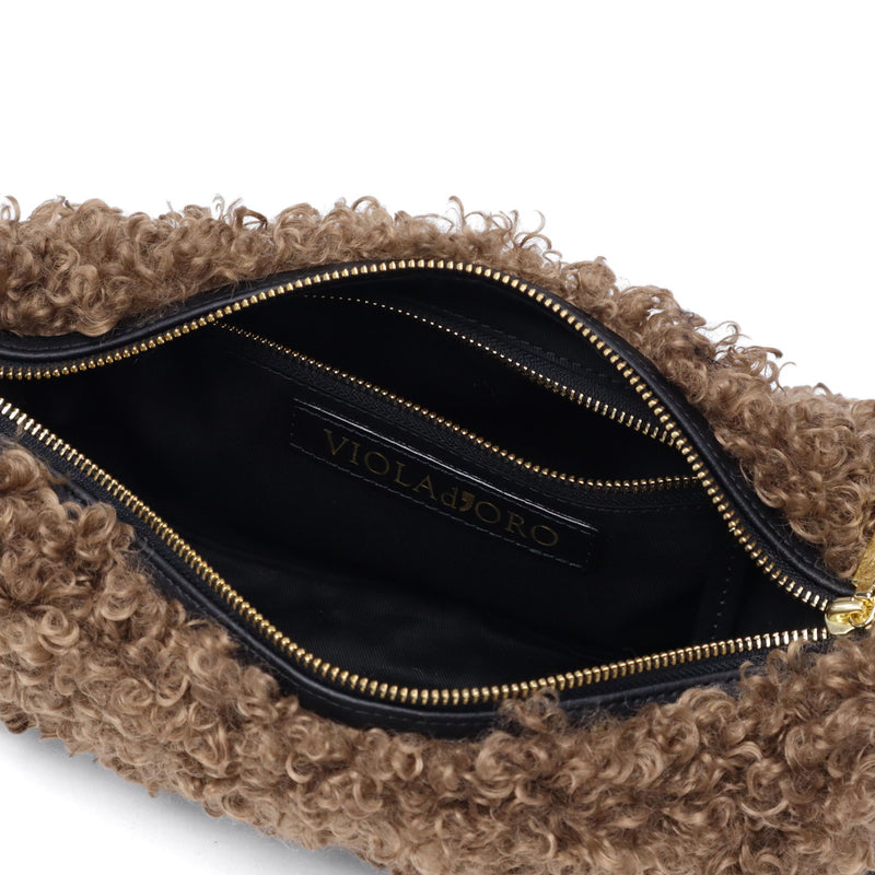 【正規品】 ヴィオラドーロ ショルダーバッグ レディース VIOLAd'ORO ファー ムートン バッグ 斜めがけ 大人 上品 小さめ 軽量 ファーショルダーバッグ 秋 冬 ELMO カルガンムートンエコファー ワンショルダーバッグ V-8937