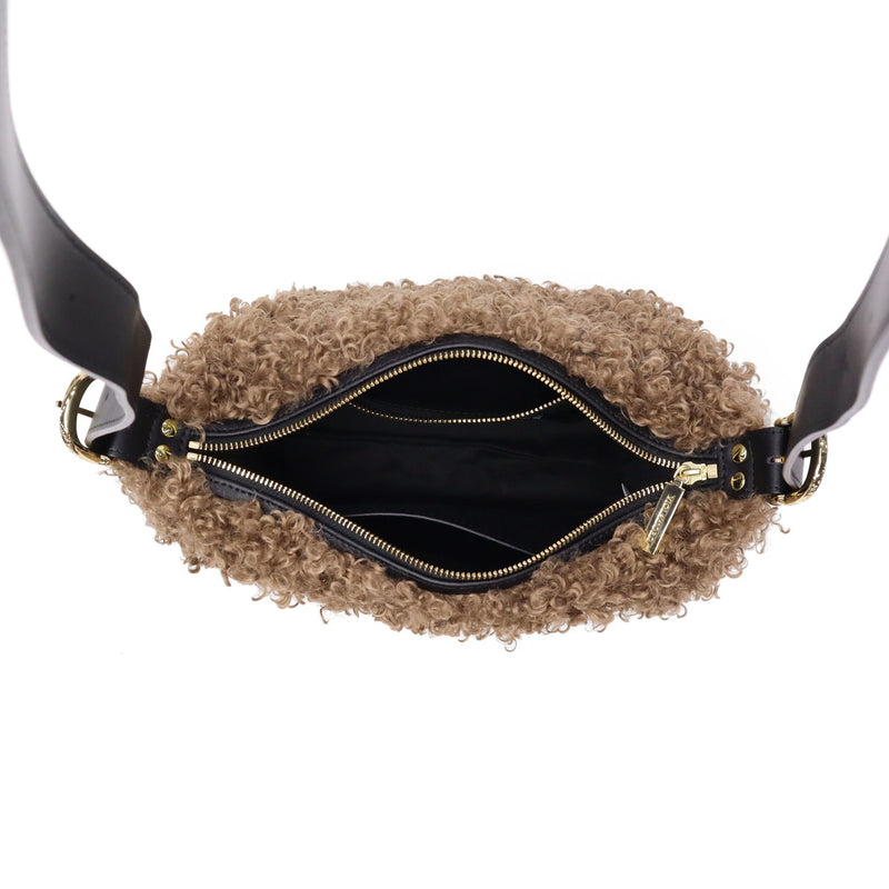 【正規品】 ヴィオラドーロ ショルダーバッグ レディース VIOLAd'ORO ファー ムートン バッグ 斜めがけ 大人 上品 小さめ 軽量 ファーショルダーバッグ 秋 冬 ELMO カルガンムートンエコファー ワンショルダーバッグ V-8937