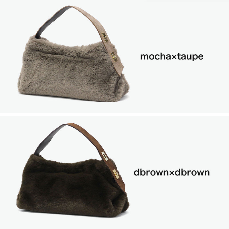 【正規品】 ヴィオラドーロ トートバッグ レディース 小さめ VIOLAd'ORO ファー バッグ 軽量 肩掛け ファートートバッグ トート 秋 冬 横型 スエード ELMO レッキスラビットエコファーワンショルダーバッグ V-8964