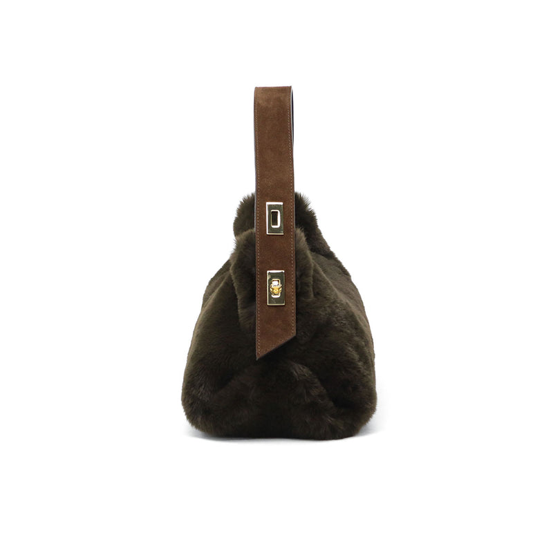 【正規品】 ヴィオラドーロ トートバッグ レディース 小さめ VIOLAd'ORO ファー バッグ 軽量 肩掛け ファートートバッグ トート 秋 冬 横型 スエード ELMO レッキスラビットエコファーワンショルダーバッグ V-8964