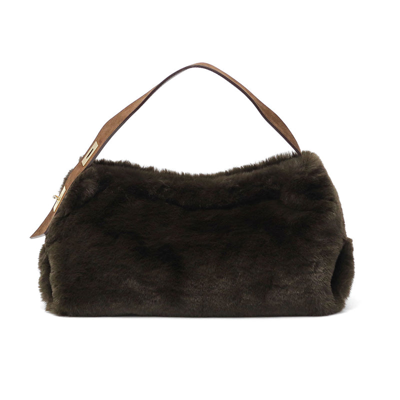 【正規品】 ヴィオラドーロ トートバッグ レディース 小さめ VIOLAd'ORO ファー バッグ 軽量 肩掛け ファートートバッグ トート 秋 冬 横型 スエード ELMO レッキスラビットエコファーワンショルダーバッグ V-8964