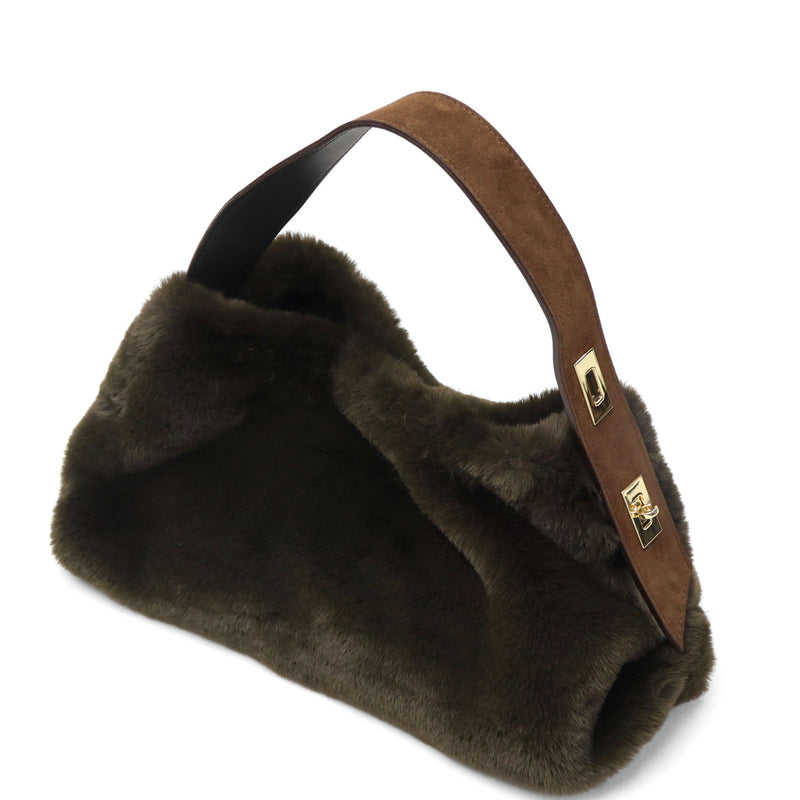 【正規品】 ヴィオラドーロ トートバッグ レディース 小さめ VIOLAd'ORO ファー バッグ 軽量 肩掛け ファートートバッグ トート 秋 冬 横型 スエード ELMO レッキスラビットエコファーワンショルダーバッグ V-8964