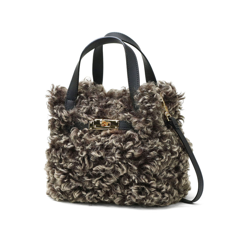 【正規品】 ヴィオラドーロ トートバッグ レディース 小さめ VIOLAd'ORO ファー バッグ 軽量 ブランド ミニ かわいい エコファー チキャンラム ショルダー 斜めがけ カジュアル おしゃれ 秋冬 2WAY ELMO V-8975