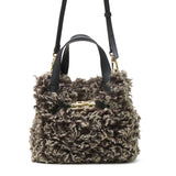 【正規品】 ヴィオラドーロ トートバッグ レディース 小さめ VIOLAd'ORO ファー バッグ 軽量 ブランド ミニ かわいい エコファー チキャンラム ショルダー 斜めがけ カジュアル おしゃれ 秋冬 2WAY ELMO V-8975